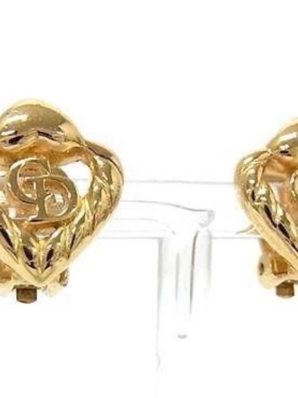 Dior Gold Heart Logo Clip-On Earrings
